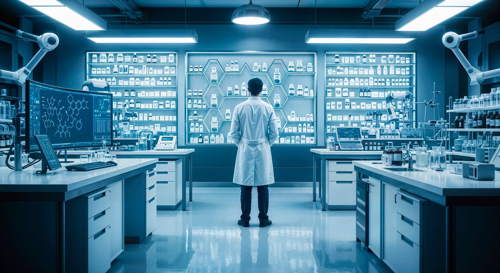 Inspector reviewing calibration documentation in a pharma environment